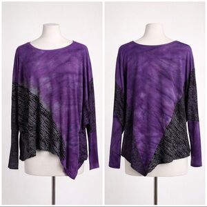 Art of Cloth Purple Abstract Dolman Sleeve Top L/XL Made USA